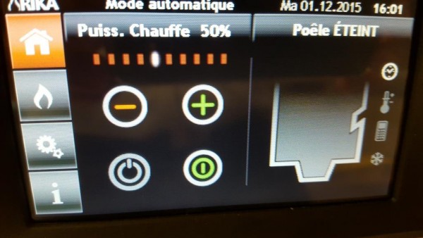 écran de démarrage poêle eteint